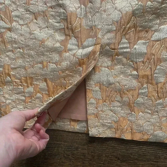 TALBOTS NWT gold peach cream brocade pencil skirt sz 6 holiday cocktail party - Picture 9 of 12